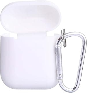 غطاب سيليكون kx1687 لحماية سماعات Airpods مع علاقة - أبيض