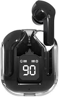 True Wireless Earbuds with Digital Display, Hi-Res Audio Gaming Headphones, Multiple Colors, Plastic Construction, Surround Sound, Over-Ear Design for School Age Children (Black)