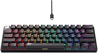 كيبورد هافيت USB موديل KB903L مضاء خلفياً و ميكانيكي و مريح بلون رينبو متوافق مع PC بلغة إنجليزية