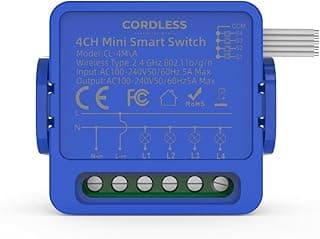 CL-4M/A, 4-Channel Mini Smart Switch, WiFi 2.4G, AC 100-240V 5A, Remote Control via App, Blue