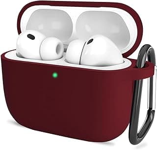جراب سيليكون ناعم جديد متوافق مع ابل AirPods Pro الجيل الثالث (2025)، غطاء حماية كامل 360 درجة ضد الغبار والصدمات مع خطاف (الجراب فقط) (عنابي)