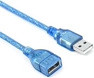 Zonic Z1144 Extension USB 2.0 Cable Male to Female Data Transfer up to 480Mbp for Hard Drive, Playstation, Xbox, USB Flash Drive, Card Reader, Keyboard, Printer, Scanner - 140cm - Blue Clear