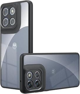 Case for Motorola Moto G56 - Shockproof Protective Case Made of High Quality Clear PC Material and Durable Black Silicone Mobile Phone Case - Clear