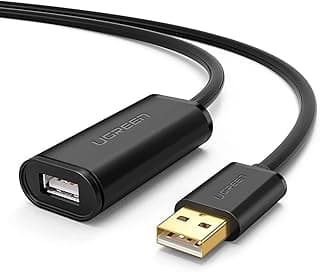 كابل وصلة نشط USB 2.0 نوع A ذكر إلى أنثى بطول 20 متر مع شريحة تعريف لطابعة اوكيولوس ريفت اتش تي سي فيف اكس بوكس كينيكت بلاي ستيشن كاميرا ويب سماعة رأس المراقبة وغيرها من يوجرين 10324