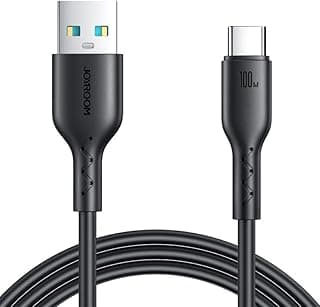 جوي رووم كابل شحن سريع S-A26 من سلسلة فلاش تشارج 3 امبير من USB-A الى نوع C، كابل بيانات وشحن بطول 1 متر بتصميم مرن ومتين - اسود