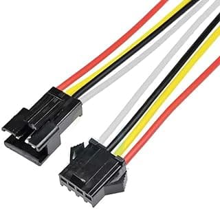قطعة ذكر و قطعة انثي من كابل باور - Port Socket Jack Connector Repair Pin JST SM 4P Plug Male + Female 4PIN LED Strips Lamp Quick Driver Cable length 15cm Wire SM.22AWG Connectors 22AWG Adapter‏