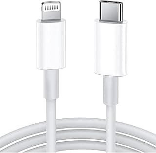 كابل USB C الى لايتنينج عام لشاحن ايفون 3 قدم سلك متين - شحن سريع وتوصيل طاقة (PD) لايفون 12، 11، XR، XS، X، 8، 7، 6، 5، SE، ايباد - ابيض