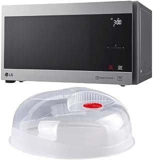 LG 42 Liter smart Inverter Microwave with Grill (MH8295CIS) Silver + microwave cover transparent