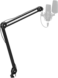 Microphone Arm Stand, Heavy Duty Mic Arm Microphone Stand Suspension Scissor Boom Stands with Mic Clip and Cable Ties for BY-PM500 PM700 Snowball M1000 (20)