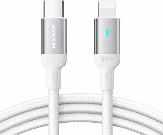 كابل A10 من USB-C إلى Lightning، شحن سريع 30 وات ونقل بيانات للايفون والايباد، كابل شحن متين 1.2 متر، أبيض