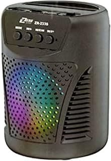 مكبر صوت ZR-233S اللاسلكي من زيرو، محمول بتقنية بلوتوث ومزود بقارئ بطاقات SD/AUX/USB - اسود