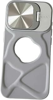 Compatible with iPhone 16 Heavy Duty Shockproof Case with Stand and Camera Lens Protector | 3D Grip | Logo Window | Soft Silicone Bumper - (Gray)