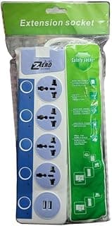 مشترك كهرباء زيرو 4 مخارج تيار متردد + 2 منفذ USB - موديل Z40 متعدد الألوان