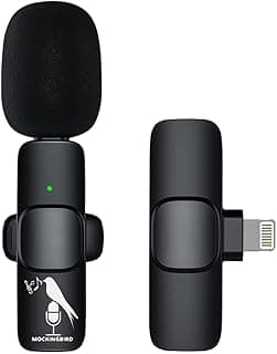 K9 2.4G Wireless Collar Microphone Plug & Play Omnidirectional Mike Noise Reduction Lapel Lavalier Mini Mic Compatible with IOS Devices for Youtubers Interview Podcasting Vlogging Livestream
