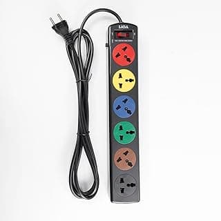 LiOA High Quality 6DND Universal Power Strip 220V 6 Sockets 2200W 10A Vietnamese Explosion-proof 100°C Circuit Breaker Protection Switch 3M 100% Copper PVC Wire Black
