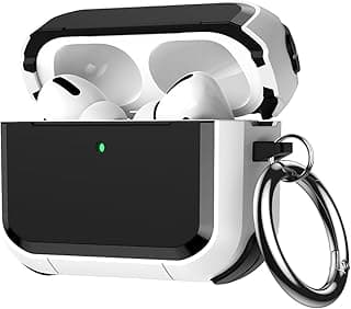 جراب حماية لـ AirPods Pro 3، جراب عسكري من TPU لكامل الجسم مضاد للصدمات متوافق مع علبة شحن ابل اللاسلكية مع ميدالية (أبيض وأسود)