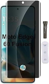 شاشة حماية خصوصية لهاتف Moto Edge 60 Fusion، زجاج UV، تدعم بصمة الإصبع، زجاج مقوى منحني 3D مضاد للتجسس
