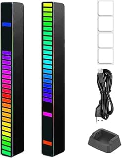 HAIDOLIANG 2 Pack Music Rhythm Light, Creative Colorful LED Ambient Light, RGB Sound Control Atmosphere Light, Ambient Strip Decor Light for Room Desk PC Car DJ Gaming (Black - 32 Beads -No Battery)