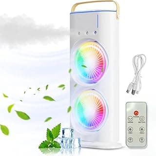SHANARS Portable Water Mist Fan Rechargeable With Remort, Double Ended Spray Fan Desk Fan, Desktop Table Cooling Fan for Home Office, Humidifier Mist Fan Water Spray LED Light Air Cooler Best Gift