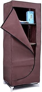 4 Shelves Fabric Foldable Clothes Storage Cabinet 39X50X135CM Brown