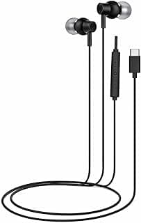 Wired Earbuds, Type C Connector, Black, with Microphone and Controls
