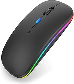 ماوس لاسلكي وبلوتوث مزدوج الوضع W10 اسود - تصميم مريح مع اضاءة RGB وتقنية 2.4 جيجاهرتز، قابل لاعادة الشحن، 4 ازرار، استخدام مرن للكمبيوتر واللاب توب، يعزز الانتاجية