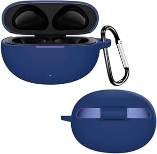 جراب سيليكون متوافق مع Realme Buds T110، غطاء واقي ناعم ومضاد للصدمات مع ميدالية معدنية [السماعات غير متضمنة] (أزرق)