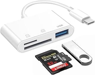 قارئ بطاقة ذاكرة USB C إلى Micro SD TF، محول قارئ بطاقة كاميرا USB 3 في 1 متوافق مع Pad Pro، XPS، ChromeBook، سامسونج Galaxy S10/S9 والمزيد من أجهزة USB C (أبيض)
