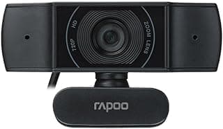 كاميرا ويب C200 عالية الدقة بالكامل FHD 720p بخاصية التوصيل والتشغيل بمنفذ USB، دوارة 360 درجة بزاوية عرض واسعة جدا 100 مع ميكروفون للكمبيوتر واللاب توب ومكالمات الفيديو والمؤتمرات من رابو، اسود