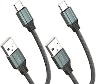 طقم كابلات Ldnio LS442 عدد 2 قطعة من Type-C إلى USB-A للشحن السريع ونقل البيانات، تصميم قوي ومتين لتقليل التآكل للاستخدام طويل الأمد - رمادي