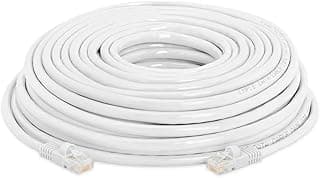 Cat 6 Ethernet Cable 1Gbps Round LAN Cable with RJ45 Connectors White (30M)