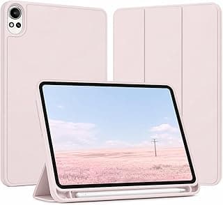 Dl3 Mobilak Huawei MatePad Air 12 inch 2024/Matepad 12X 2024 Case with Pen Holder, Soft TPU Back Trifold Stand Protective Smart Cover Flip, Auto Wake&Sleep (Sky Blue) (Pink Sand)