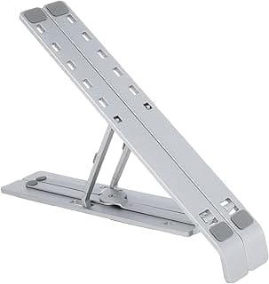 Portable Laptop Stand for Desk, Adjustable Aluminum Notebook Stand Holder, Foldable Laptop Holder Riser Compatible with MacBook, Dell, HP, Lenovo, Acer and More Laptops and Tablets up to 17" (Silver)