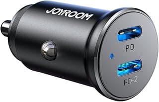 شاحن من جويروم بمنفذ USB متوافق مع هواتف USB-C و لايتنينغ بمنفذين بقدرة 30 واط مع شحن سريع و حماية متعددة و تصميم مدمج