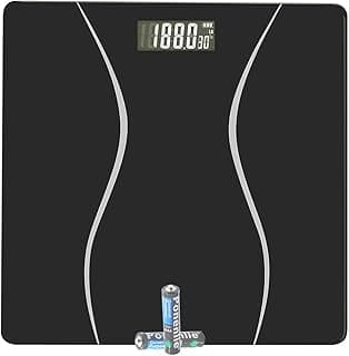 ميزان حمام، ميزان لقياس وزن الجسم، ميزان رقمي، اسود، اقصى وزن: 180 كجم، وحدتين قياس: LB/KG