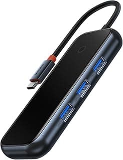 محول موزع بـ4 منافذ من النوع C من اكمي جوي باسيوس (نوع C إلى USB 3.0 * 3 + نوع C بي دي وبيانات*1) رمادي غامق