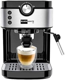 Black & White ماكينة تحضير الاسبرسو، ضغط 15 بار، لون أسود وفضي، موديل CM-800