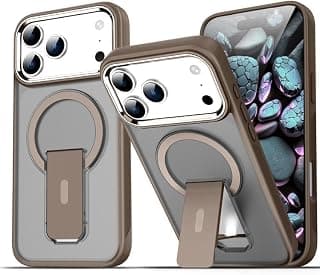 Case Magnetic Stand [Compatible with iPhone 17 Pro][Military Drop Protection] Shockproof Invisible Kickstand Matte For Case Men Women (Brown)