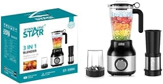 Winning Star ST-5994 3-in-1 Blender, 2 Liter Capacity, Black/Silver
