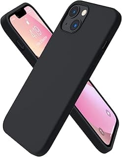 جراب لابل iPhone 14 سيليكون سائل ناعم، حماية كاملة للجسم، مقاوم للصدمات، بطانة مايكروفايبر ناعمة، نحيف (أسود)