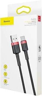 كابل بيسوس USB-C 3 أمبير لسامسونج جالاكسي A80/A72/A71/A70/A51، شحن سريع، 1 متر - أسود