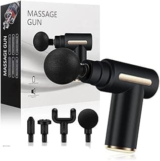 جهاز احترافي صغير ومحمول لتدليك العضلات يعمل بصوت منخفض ويشحن عبر منفذ نوع سي مع 6 سرعات و4 رؤوس تدليك مناسب لتدليك الظهر والرقبة، (متعدد الألوان)