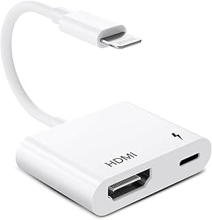 HDMI Adapter for iPhone to TV, 1080p HD Digital AV Adapter, No Power Required, Plug and Play, Compatible with iPhone 14/13/12/11/X/8/iPad, Sync Screen to HDTV, Projector, Monitor