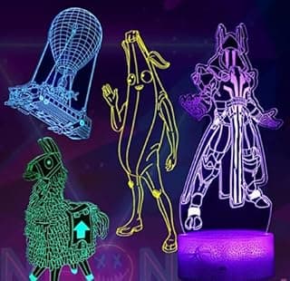 إكسسوارات جيمنج، مصباح ليلي ثلاثي الأبعاد (4 أنماط و7 ألوان) مع ريموت وتحكم باللمس، أفضل هدية لتزيين غرف الجيمرز