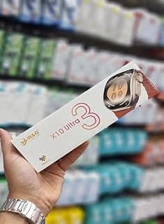 ساعة ذكية X10 Ultra 3 بشاشة منحنية 2.20 بوصة، تدعم تطبيقات الهاتف، وتدعم تقنية NFC والمساعد الصوتي، لون أسود