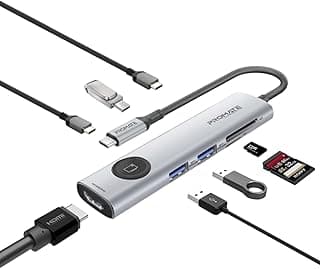 هاب بيانات بروميت 9 في 1 عالي السرعة USB-C، منافذ مزدوجة 5Gbps USB-C/A، توصيل طاقة 100W USB-C، منفذ HDMI 4K@60Hz مع زر تحكم، فتحات كارت SD/TF حتى 2TB، دعم التوصيل والتشغيل