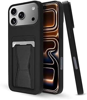 جراب لهاتف iPhone 17 Pro مع حامل بطاقات مغناطيسي ومسند، متوافق مع حامل السيارة المغناطيسي، جراب محفظة نحيف ومضاد للصدمات من جلد TPU ناعم (أسود، iPhone 17 Pro)