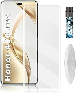 واقي شاشة Dl3 Mobilak لهاتف هونر 400 Pro 5G [زجاج مقسى سائل UV] لاصق كامل للشاشة [لمس حساس] [متوافق مع بصمة الإصبع] شفاف عالي الدقة