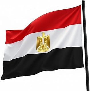 علم وطني مصري للمهرجانات الوطنية والمناسبات والاحتفالات وديكور حفلات الشوارع، لا يتضمن سارية علم للمدارس والمباني والشركات للعرض الداخلي والخارجي (135 × 80 سم)