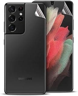 درع لسامسونج Galaxy S21 Ultra - لاصقة شاشة نانو تكنولوجي 2 في 1 مع لاصقة حماية خلفية وكاميرا جيلاتين مطفية مقاومة للبصمات